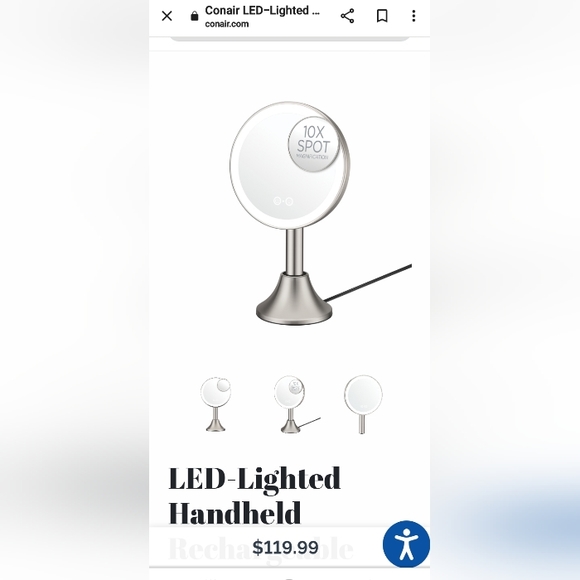 NEW Conair Halo LED-Lighted Handheld Rechargeable Mirror - Picture 4 of 8